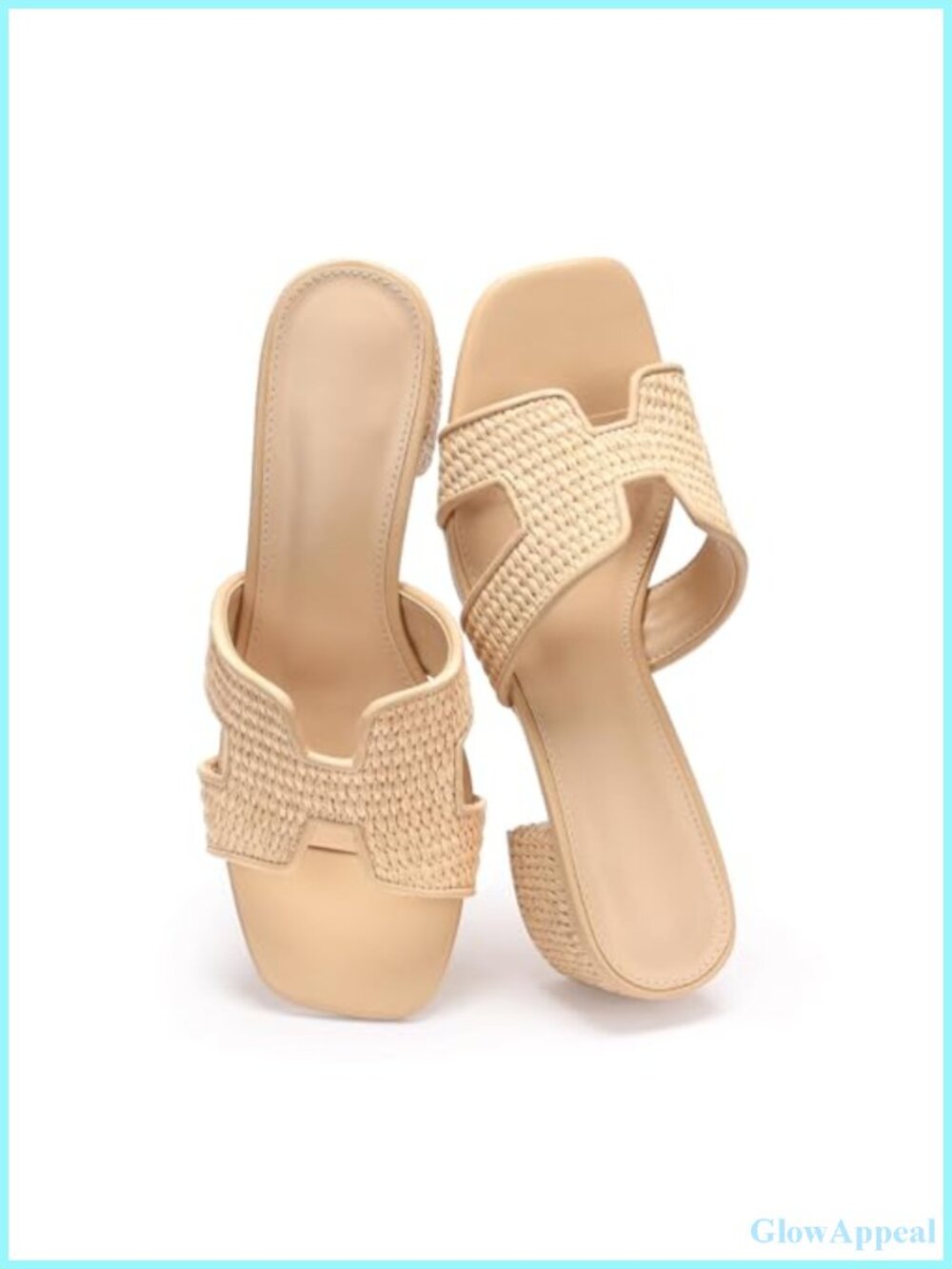 Chunky Block Heel Sandals for Women Cutout Square Open Toe Mule Slides